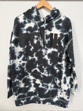 French Connection Tie-Dye Black & White Pullover Hoodie Sweater